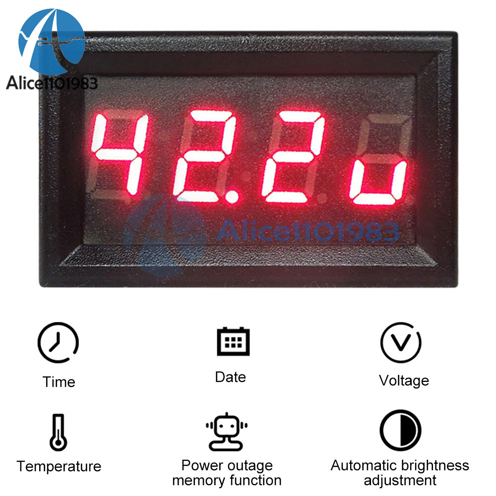 3-in-1 Vehicle Electronic Thermometer Digital Display Voltmeter Led Car Clock