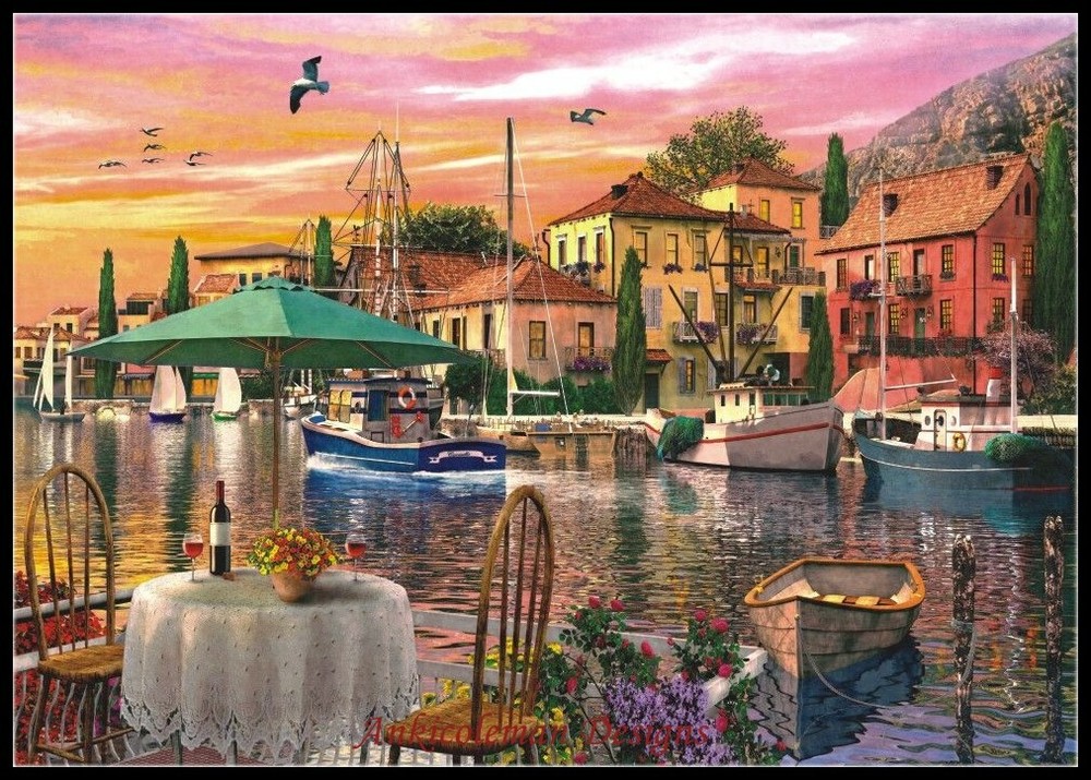 Chart Needlework Crafts DIY - Counted Cross Stitch Patterns - Sunset Harbour