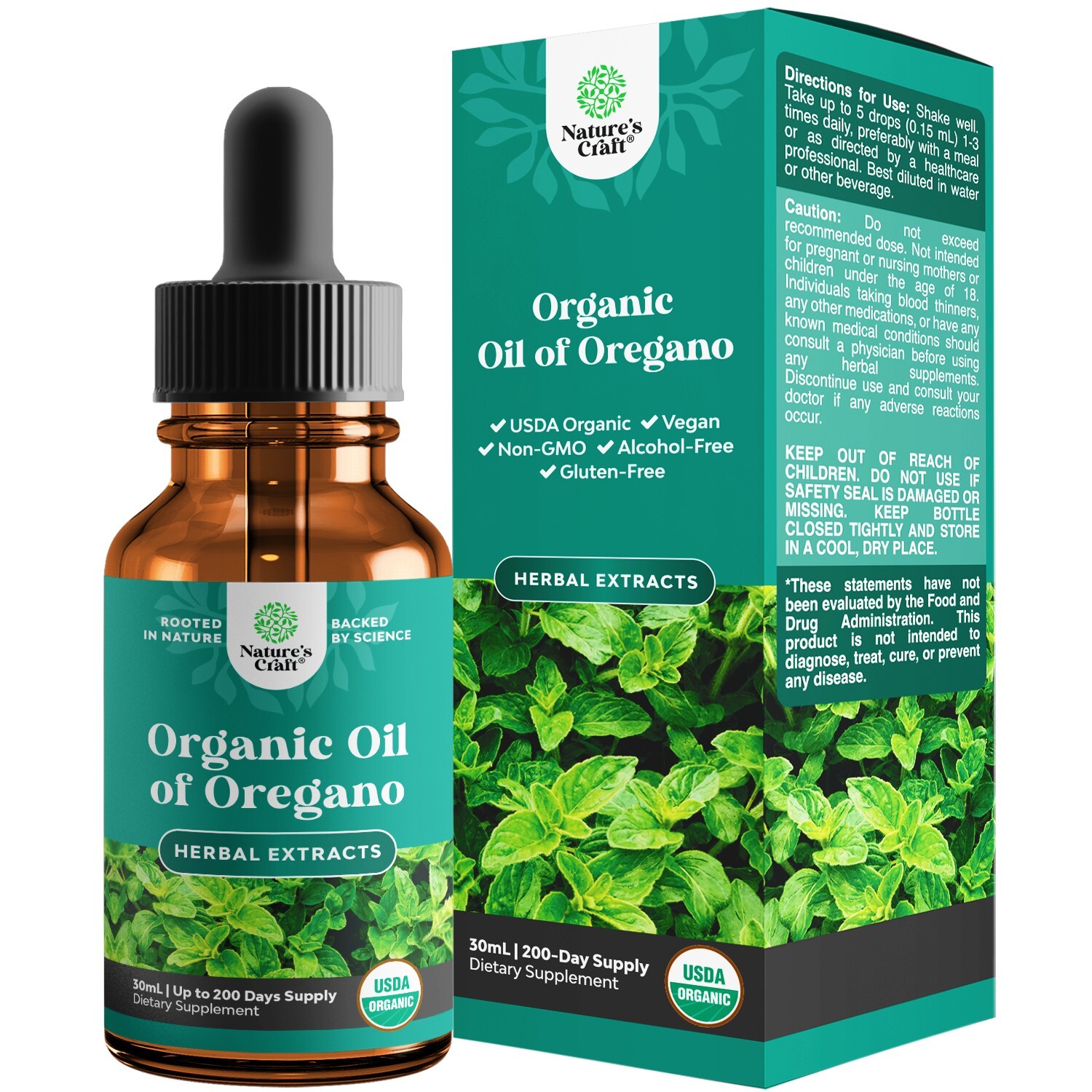 Oregano Oil Organic Liquid Drops for Adults and Kids - Super Concentrated USDA