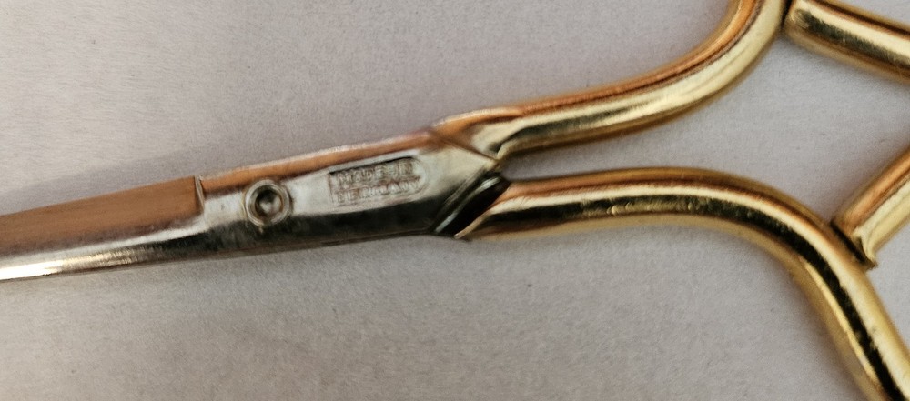 2 Pair Gold Tone Handled Scissors Made in Germany,3.75" & 4.5"