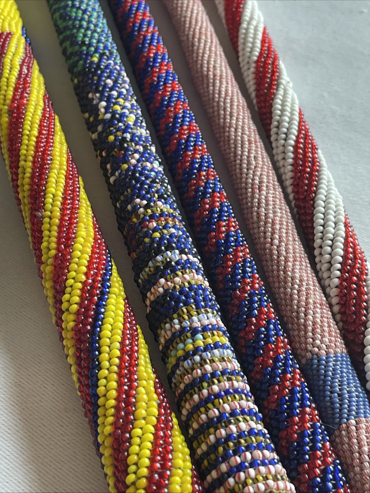 5-Vintage African Beaded Wooden War Club Throwing Stick Ceremony Spiritual Art