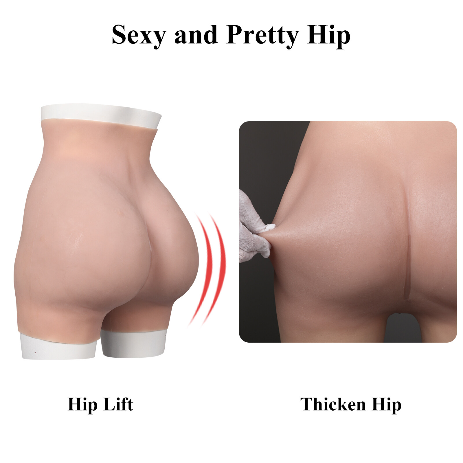 Crossdresser Silicone Panties Fake Vagina Pants Hip Enhancer Shaper Buttock Pads