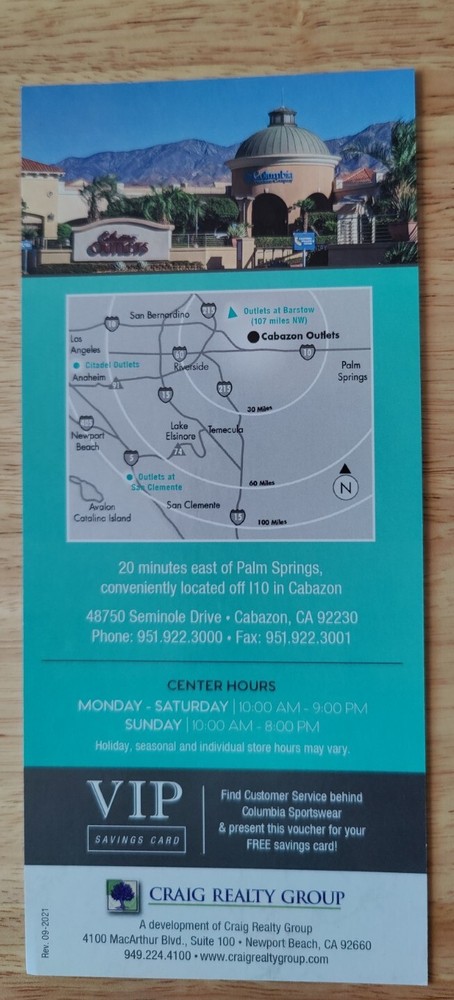 CABAZON OUTLETS, CALIFORNIA Visitor GUIDE