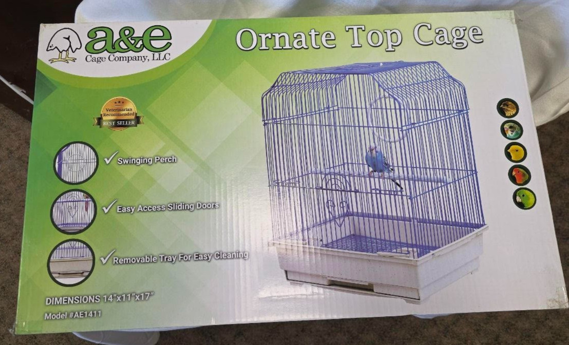 #AE1411BLK SMALL WHITE CAGE FOR CANARIES AND FINICHES
