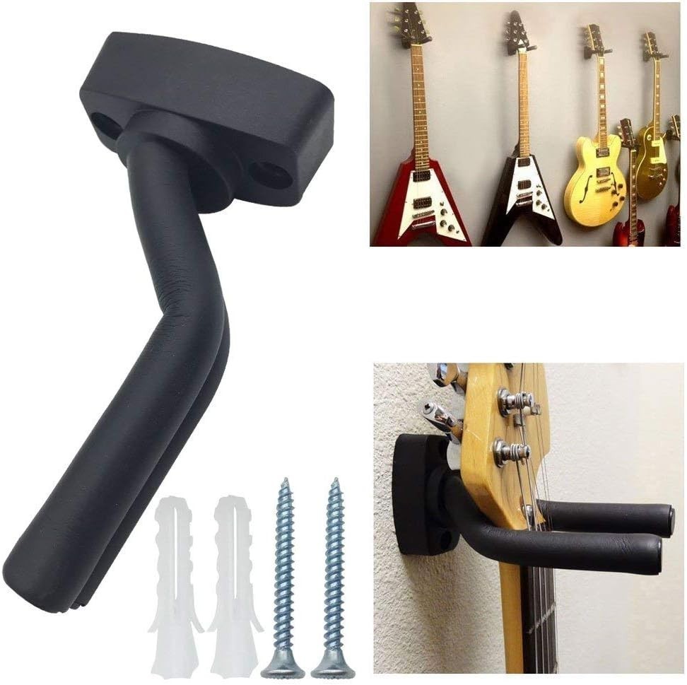 6 Guitar Hangers - Wall-Mounted Hook Set for All String Instruments