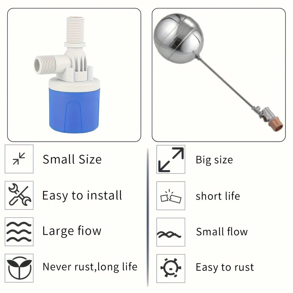 Automatic Float Valve - Rust-Resistant Water Level Controller, Easy to Install