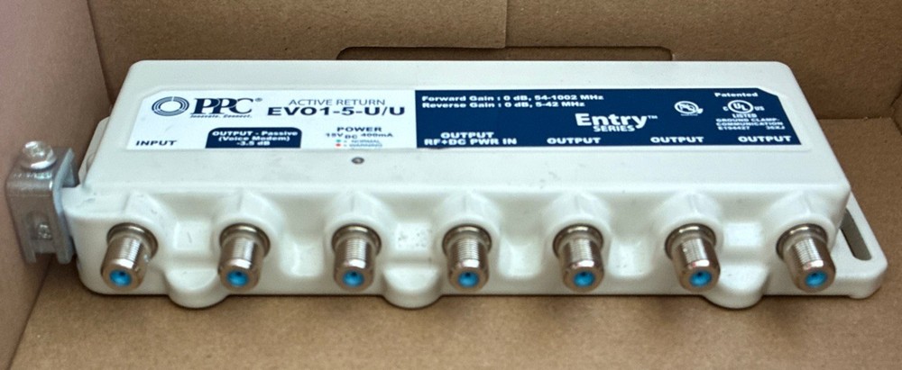 PPC EVO1-5-U/U Entry Series 5-Port Active Return Coax Cable Amplifier Splitter.