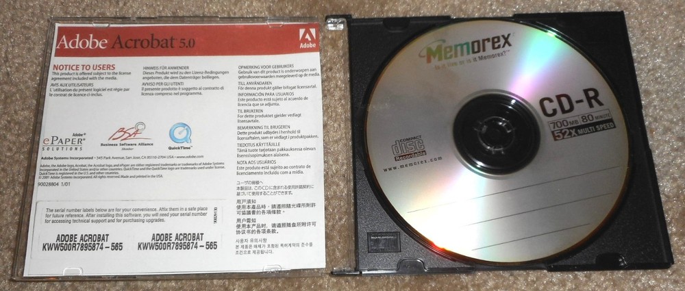 Adobe Acrobat 5.0 – Vintage 1998 Installation CD for Windows