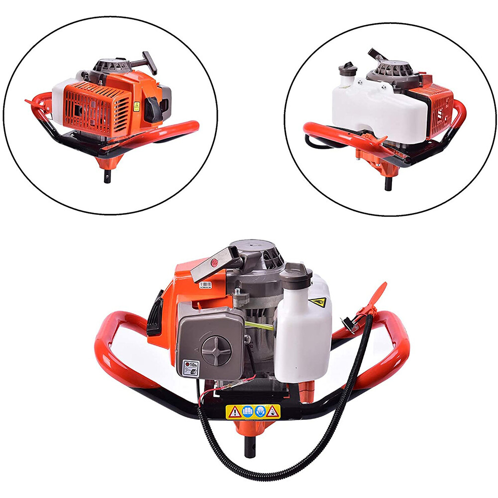 72CC 4HP Gas Powered Post Hole Digger With 4" 8" 12" Earth Auger Digging Engine