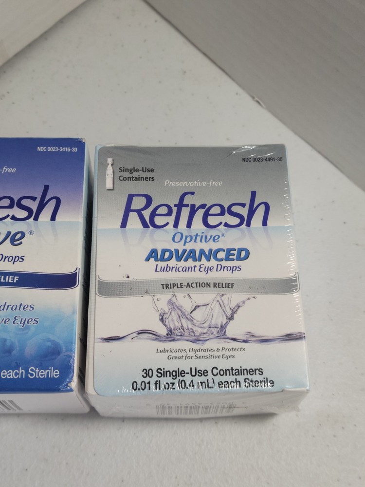 Refresh Optive & Advanced Lubricant Eye Drops 60 Single Use Vials 09/2026