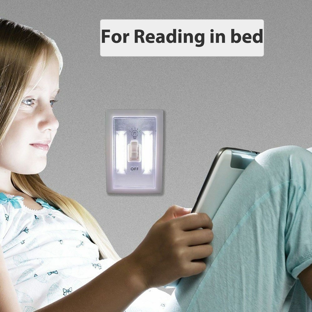 Mini COB LED Switch Wall Night Light Battery Operated Cabinet Garage Light E