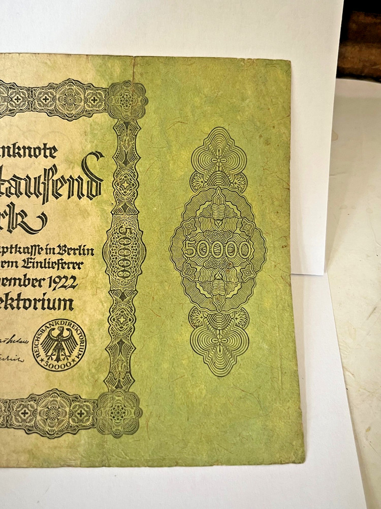 REICHS BANK NOTE 50000 MARK 1922 PAPER NOTE