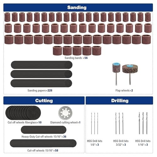 476PCS Rotary Tool Accessories Kit - Bits for Cutting, Sanding, Grinding, Carvin