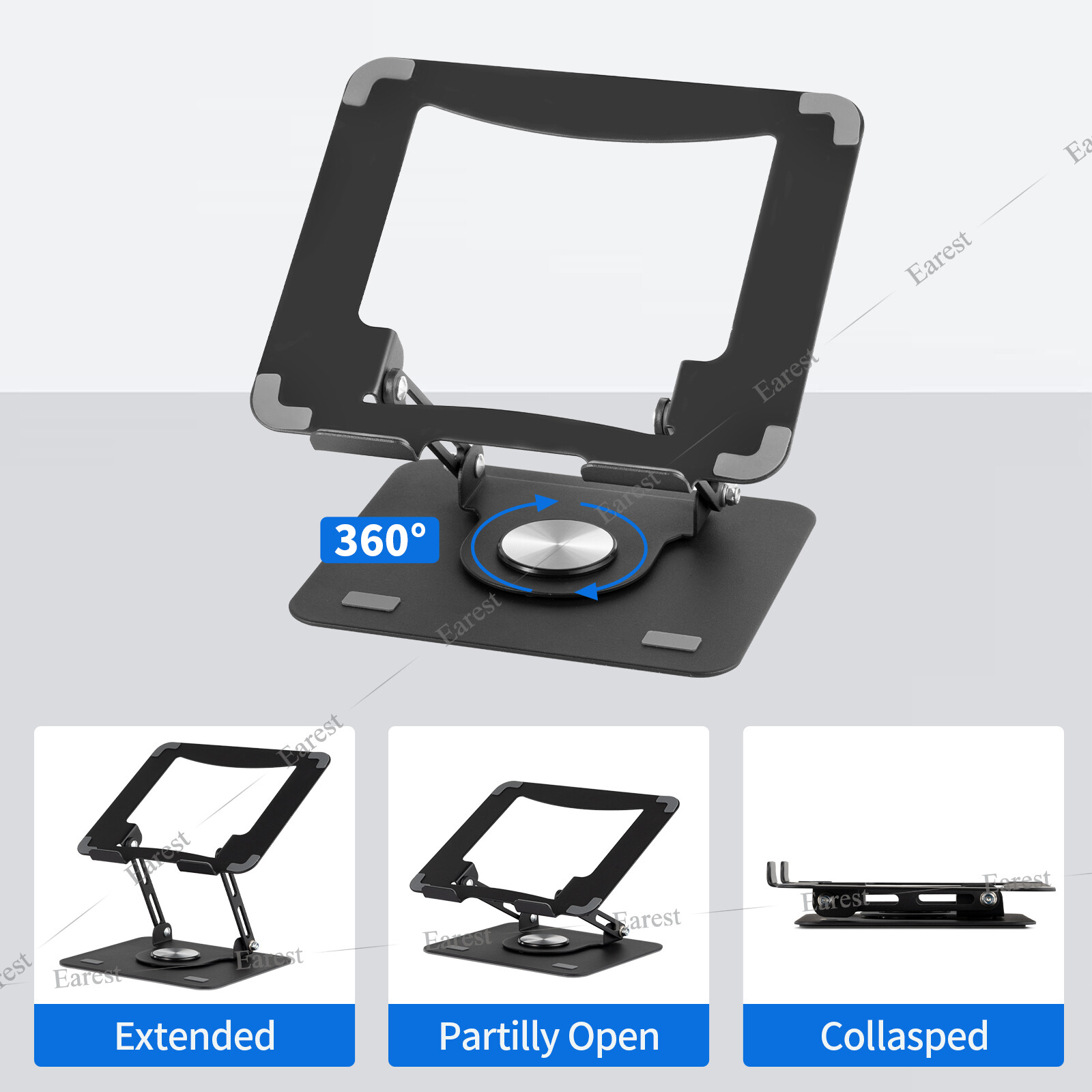 360° Rotating Adjutable Metal Laptop Stand Riser Computer Holder Notebook Desk