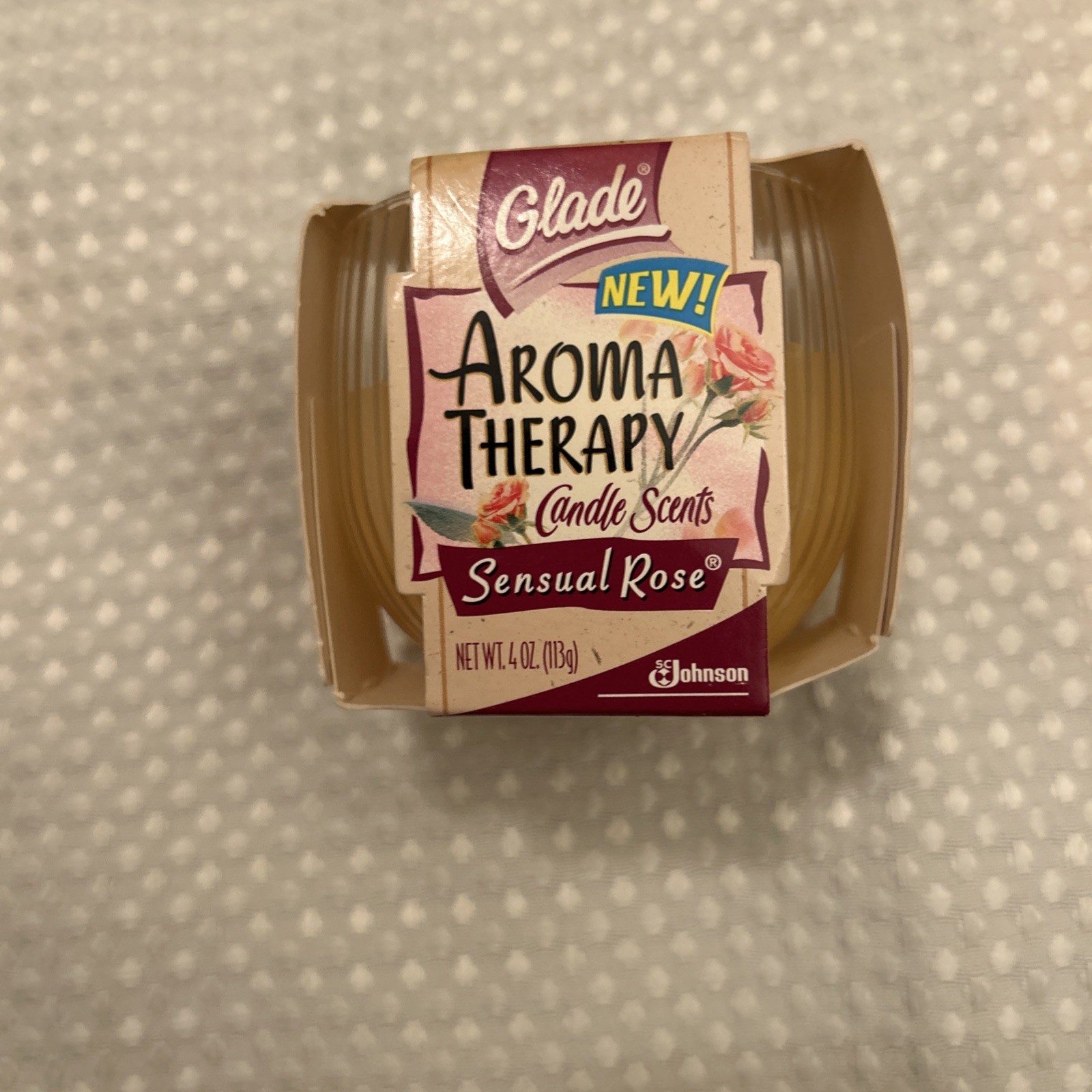 Glade Sensual Rose Candle Scents 4 Oz New Aroma Therapy Vintage 1999 Retired