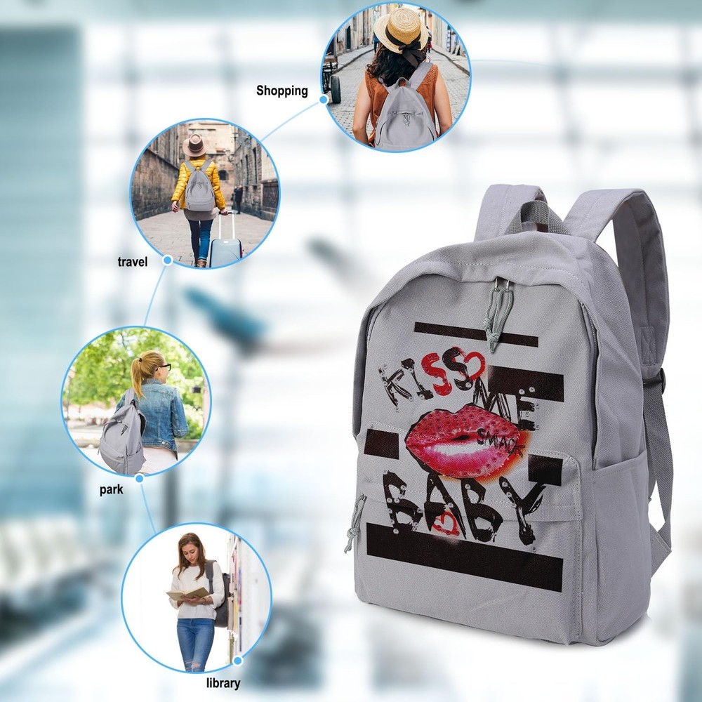 Zicac Diy Canvas Backpack Daypack Satchel Backpack (Grey, with Side Pocket)