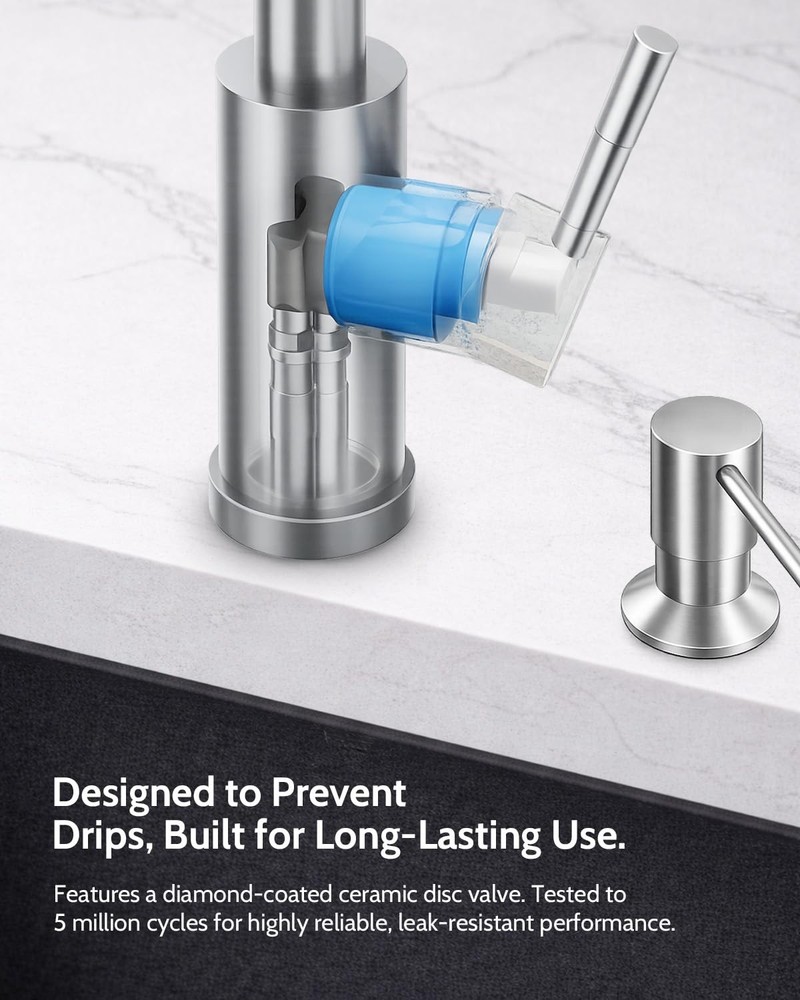 Kitchen Faucet with Pull Down Sprayer and Soap Dispenser, High Arc Spring 304...