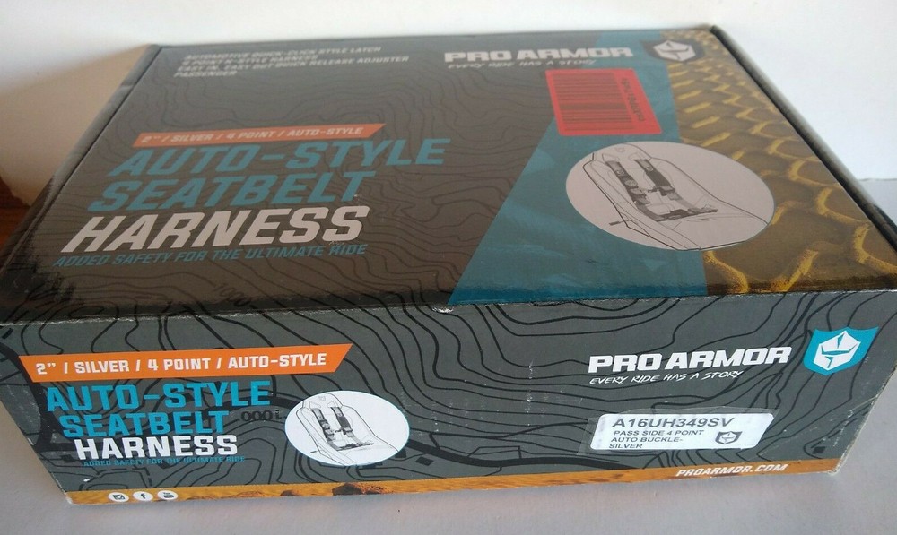 Pro Armor 4-Point Auto-Style Seatbelt Harness 2" Silver Passenger Side