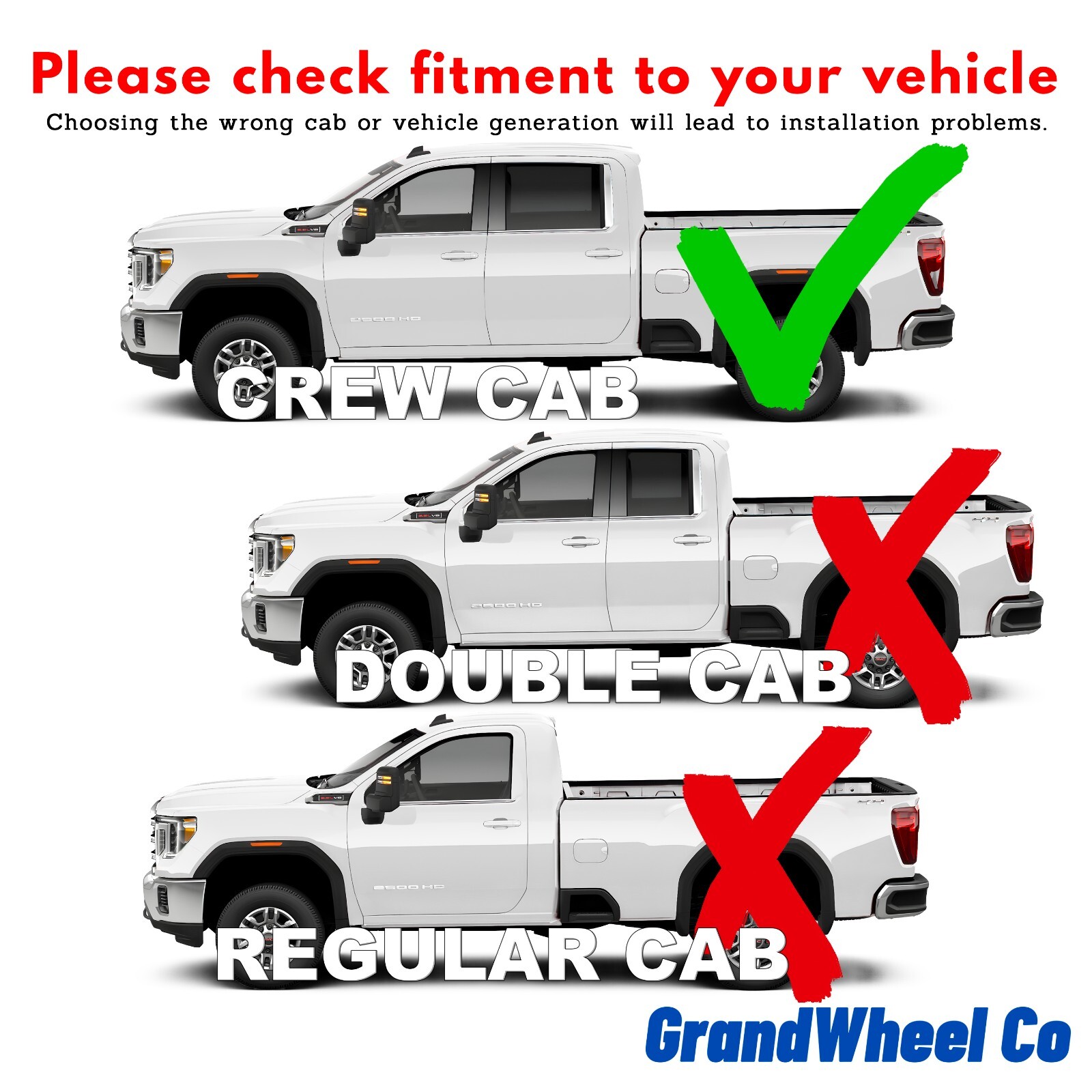 Sun Rain Visors Wind Rain Guards for 20-23 GMC Sierra 2500HD/3500HD Crew Cab