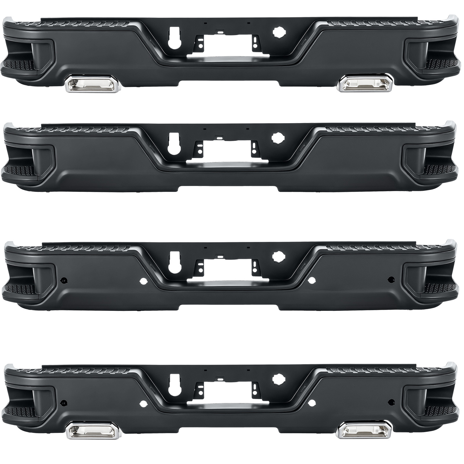 For 2019-2024 Chevy Silverado 1500 GMC Sierra Rear Bumper Assembly Black Steel