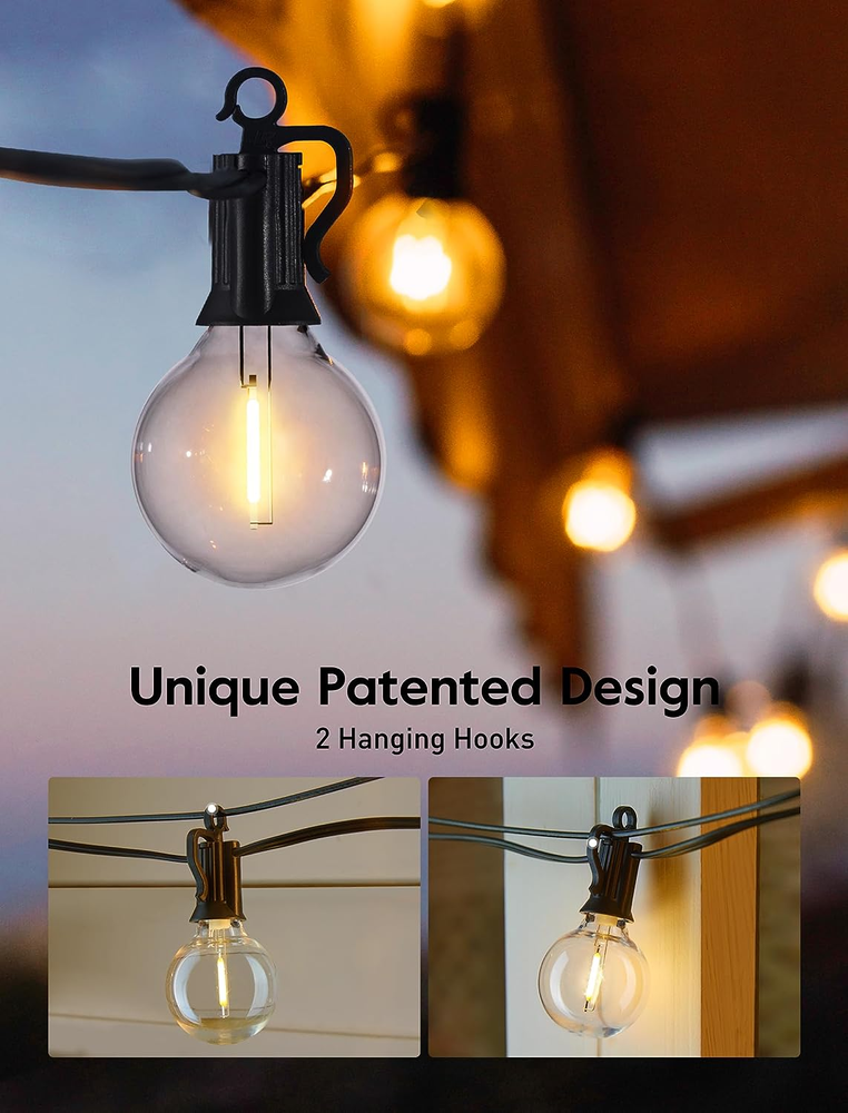 25FT Globe String Light with 27 Edison Bulbs (2Spare), Waterproof, Connectable