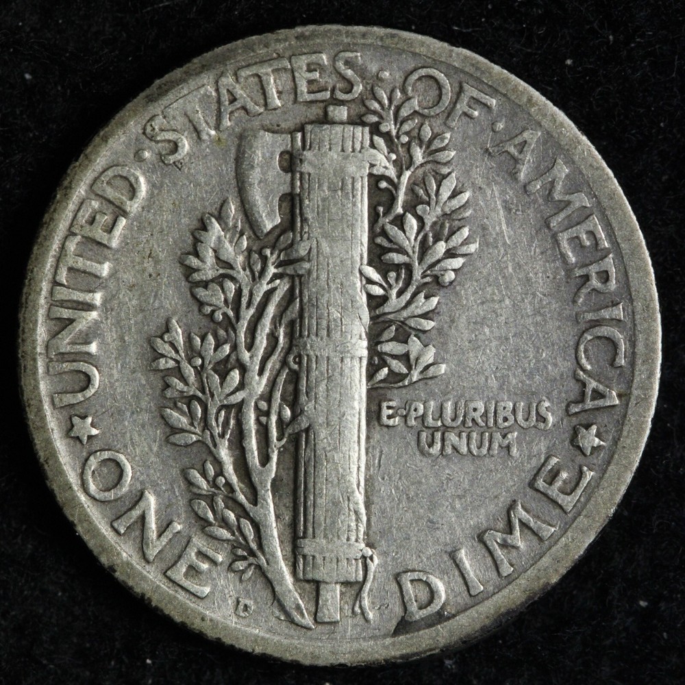 1924-D Mercury Silver Dime VF+ E362 AUCM