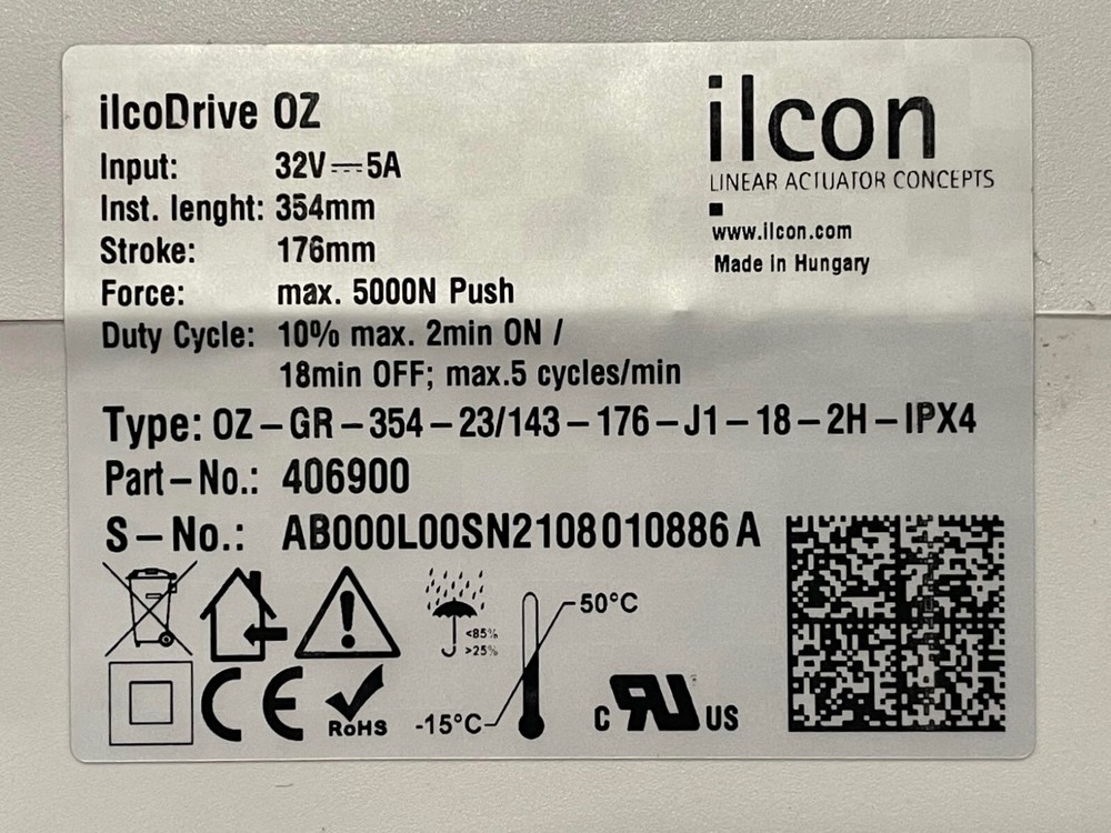 STRYKER 3333-005-075 REV-D / ILCON ilcoDrive OZ 406900 / Backrest Actuator