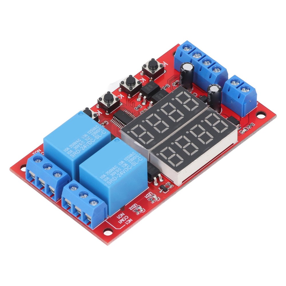 24V 2 Channel Relay Module LED Display Delay Self Locking Cycle Timer Module
