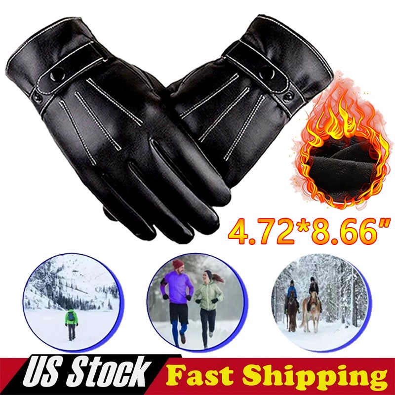 Black Driving Leather Soft Fleece Lined Thermal Winter