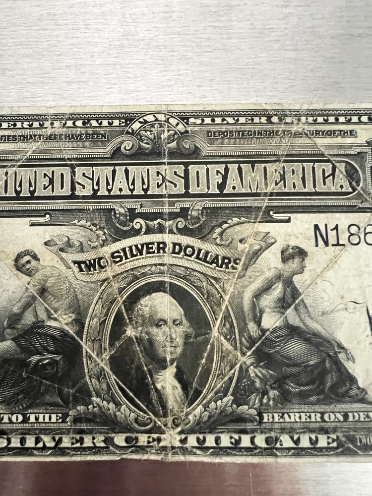 1899 $2 Silver Certificate Mini Porthole Note