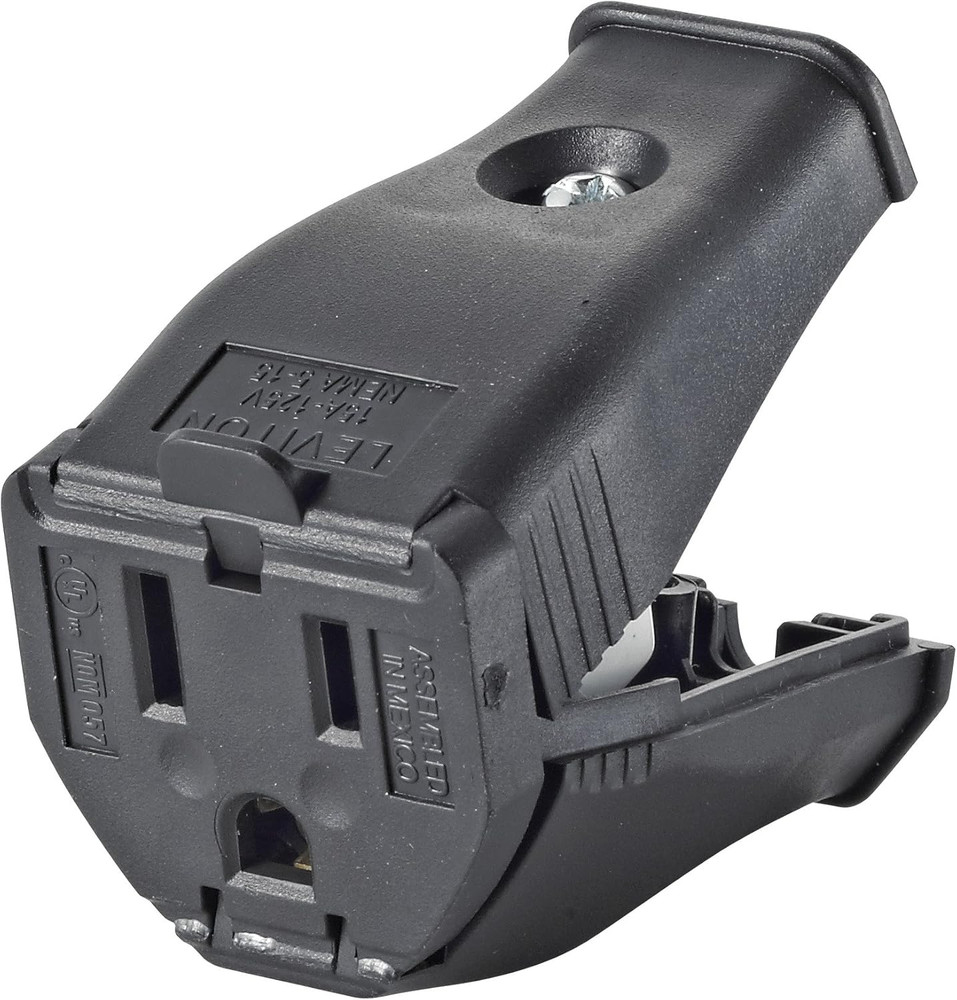 2-Pole 3-Wire Grounding Cord Outlet, 3W102-E, Black
