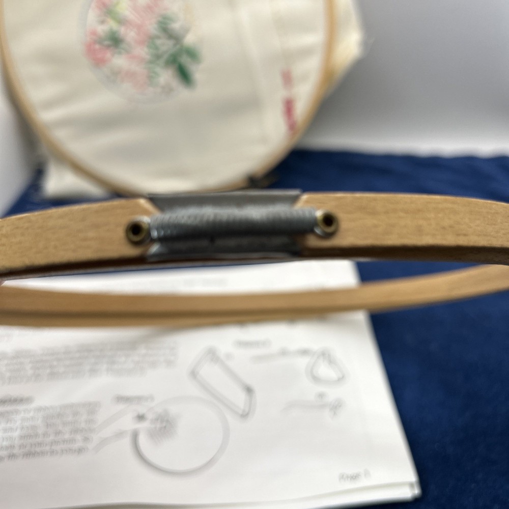 Two Embroidery Hoops8.5" & 7" With Bacilli Silk Ribbon Embroidery Pattern
