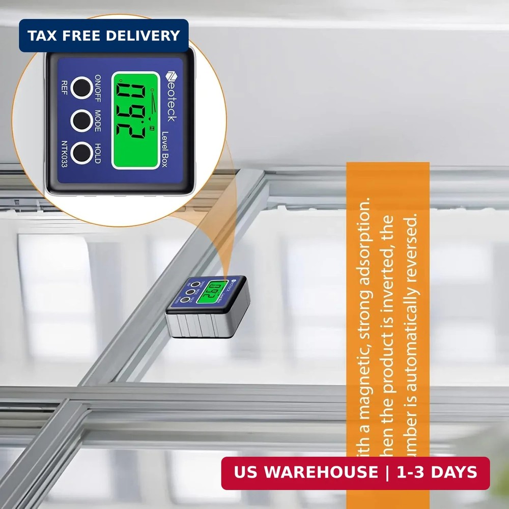 Neoteck Digital Angle Finder LCD Digital Angle Gauge Waterproof Protractor Incli