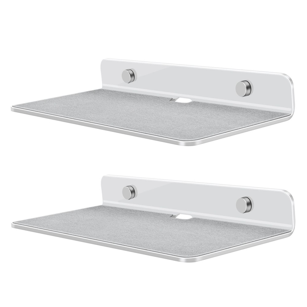 Small Floating Speaker Shelf Acrylic Wall Mount, 9 Inch (2 Pack, White)