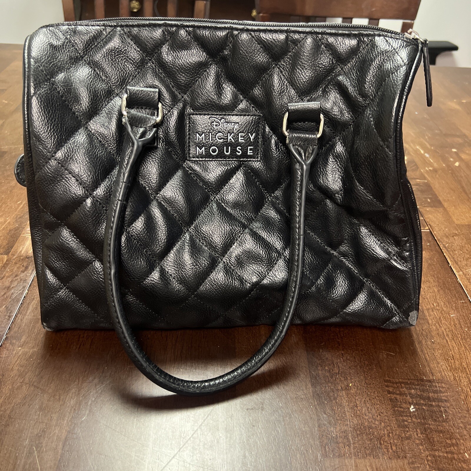 Disney Mickey Mouse Black leather Quilted Design Bag Purse Loungefly