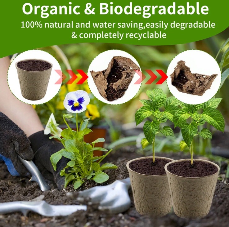 Biodegradable Peat Pots Set of 2 (20) pots