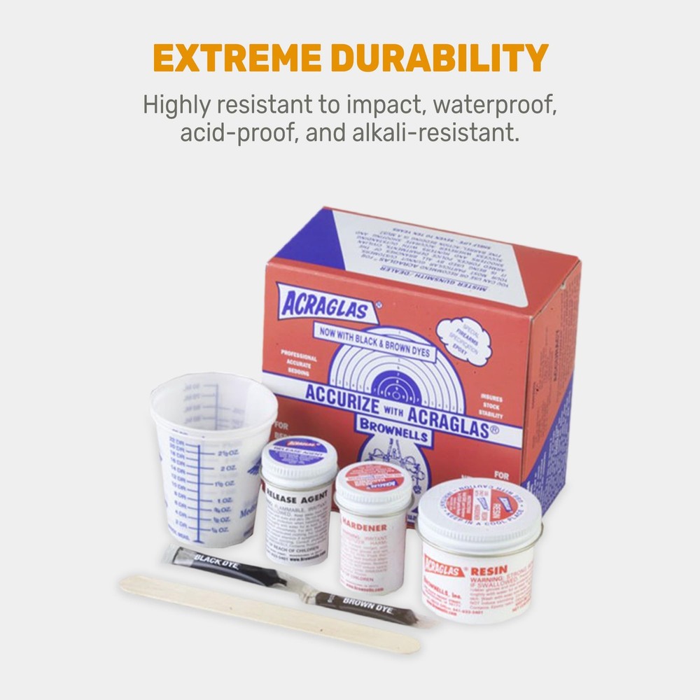 Brownells ACRAGLAS Glass Bedding Epoxy Compound 2-Gun Kit 4oz