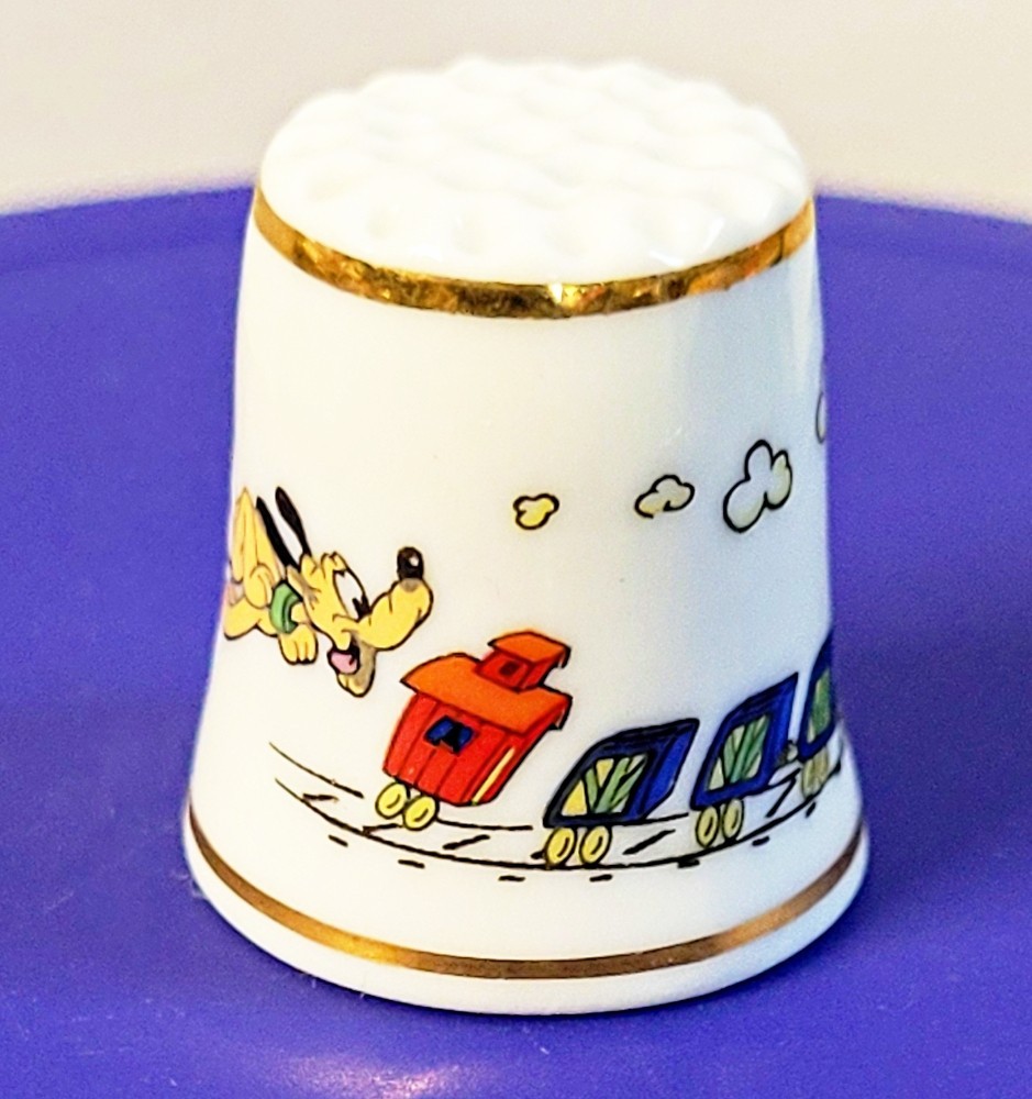 ENGINEER GOOFY with PLUTO First Character Porcelain Thimble Circa 1983