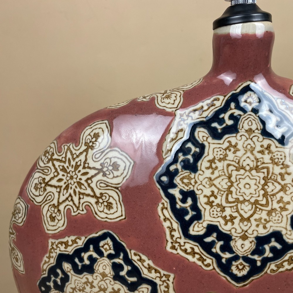 Hand Painted Ceramic Lamp Light Bedside Table Pattern Large Statement Patterned