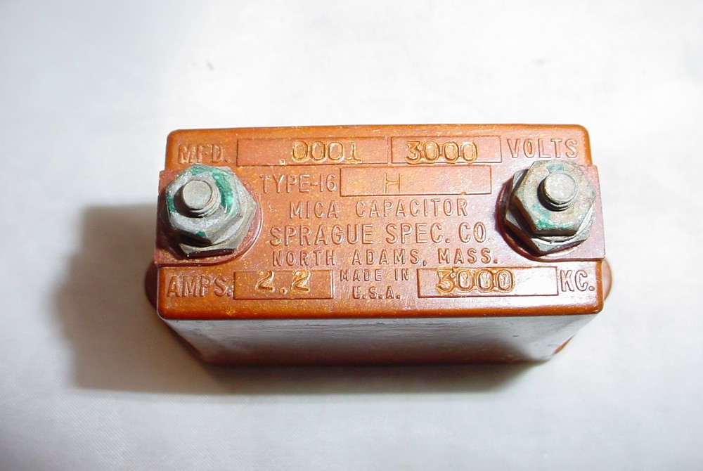 Sprague .0001uF 3000V Transmitter Mica Capacitor - tested good, 3000kc