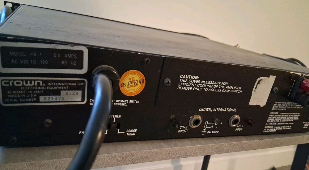 Crown PB-1 Power Base-1 Power Amplifier – Used