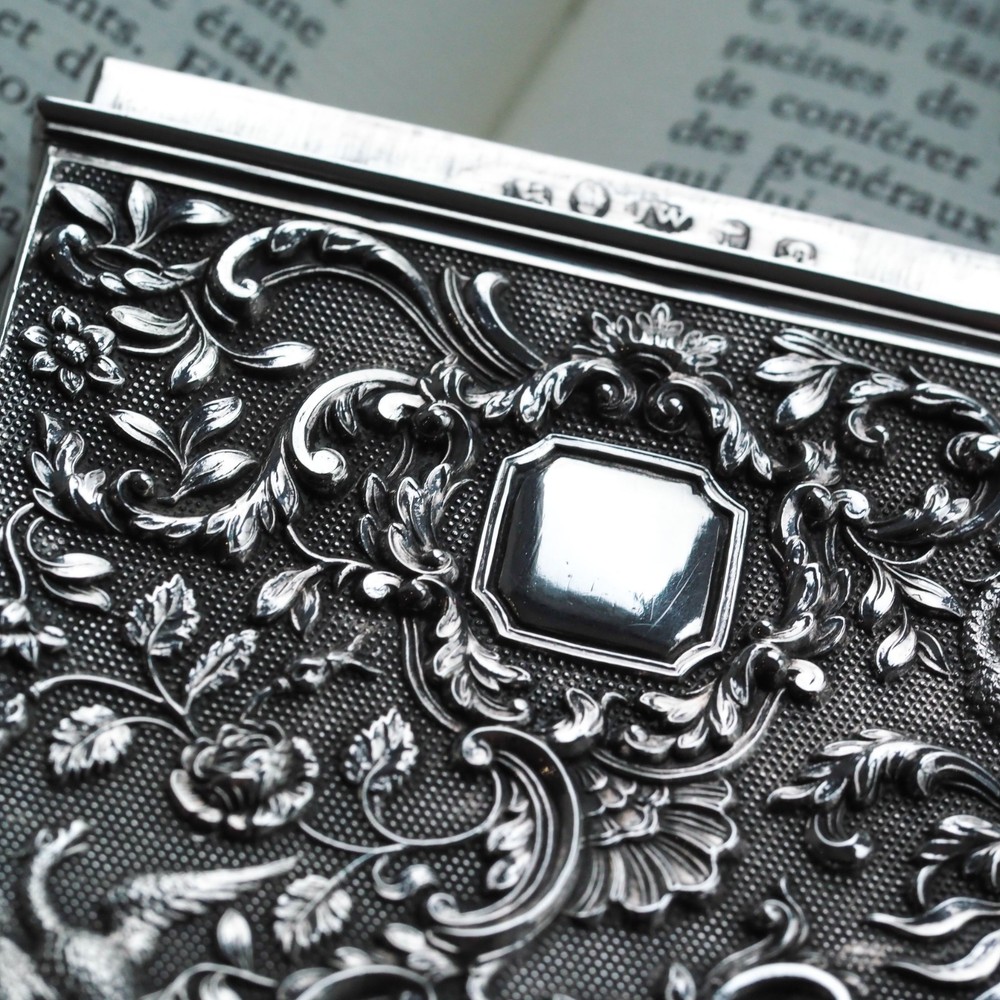 Antique Georgian Solid Silver Card Case with Gorgeous Decorations - Willmore 183