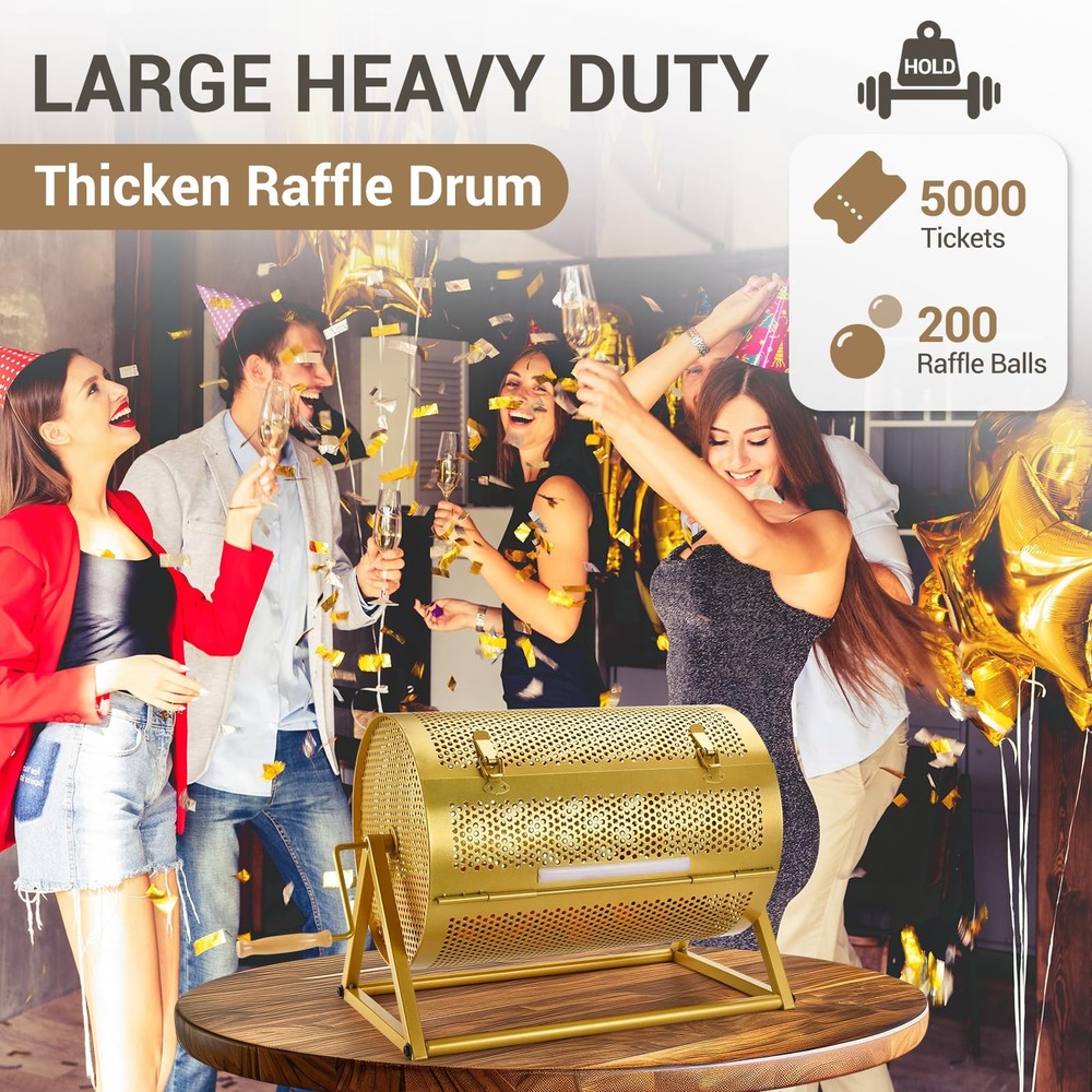 GADFISH Extra Large Raffle Drum, Thickened Raffle Ticket Spinner Drum Box Hol...