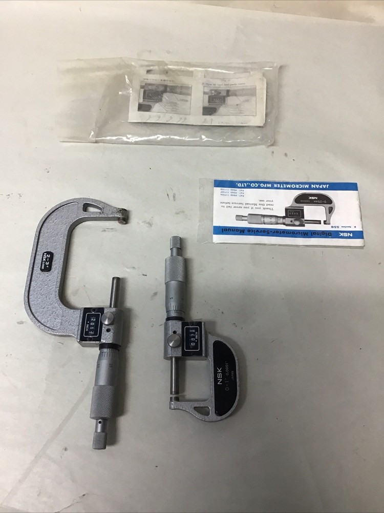 NSK Rolling Digital Micrometer 0-1"  & 2-3” Range, .0001" Graduation BUNDLE NEW