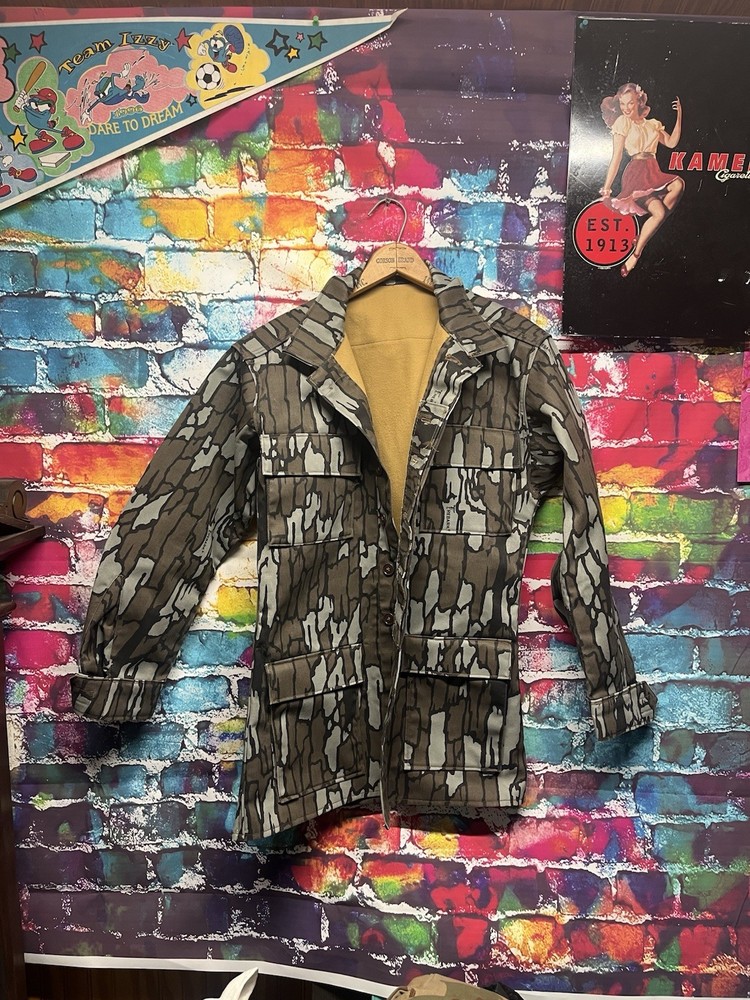 Trebark camo button up coat