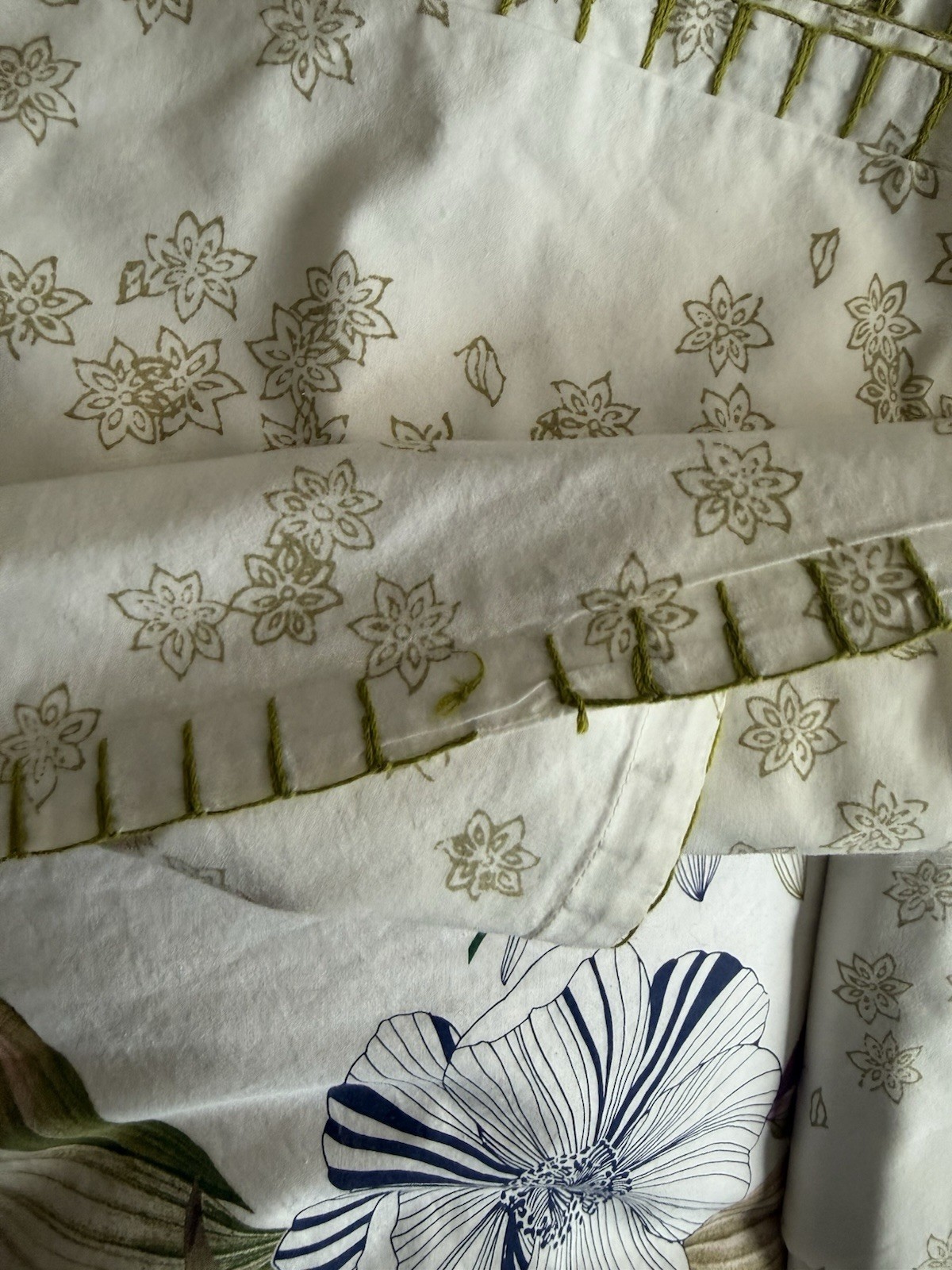 TWIN John Robshaw Organic Cotton Sage Green floral Duvet Cover - Owned (2 Avail)