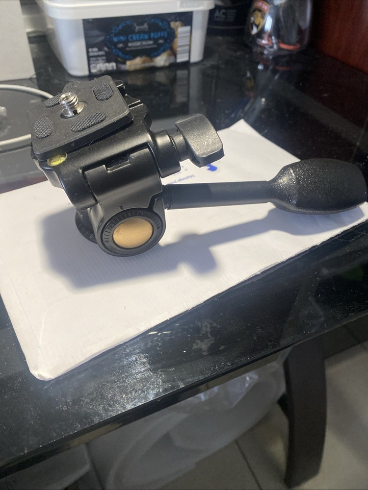 Andoer Camera Tripod Handle  Head 3-Way Fluid Head with Quick Release Plate