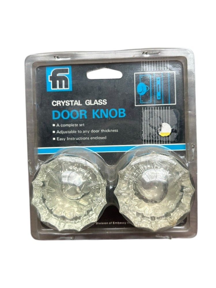 NIB Crystal Glass Door Knobs Franklin Mfg 800CS Sealed complete set