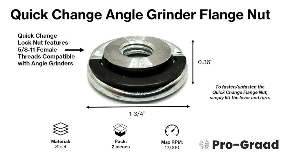 Effortless 5/8-11 Angle Grinder Nut Set - Precision Engineered for Stability