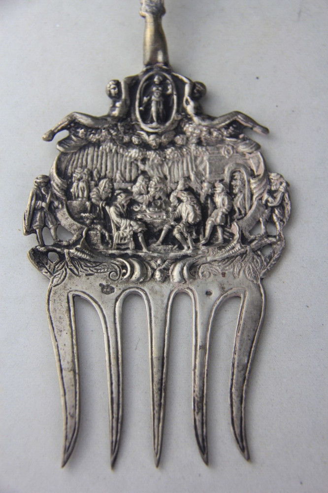 Antique Dutch 833 Silver Serving Fork
